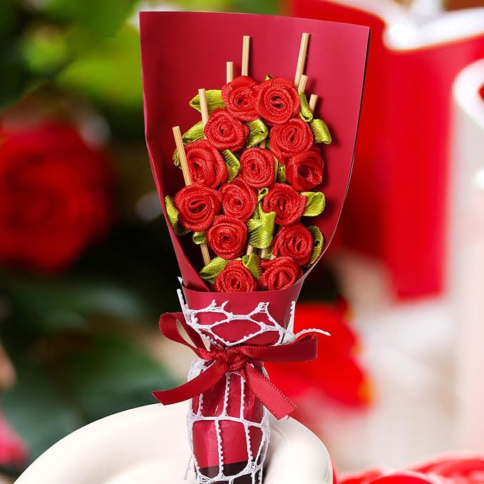 Minisland Red Rose Flower Cocktail Picks, 4.7 Inch Long Bamboo Fancy Toothpicks - Image 8