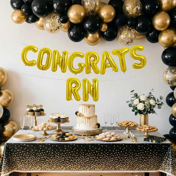 TONIFUL 2026 Nurse Graduation Decorations Gold Congrats RN 2026 Balloons 16 - Image 6