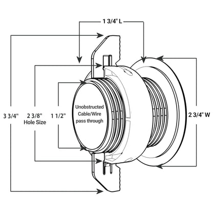 (2-Pack Black) Cable, Wire & Cord Management - Self Locking Grommet with Cover for Walls, Ceilings, Desks, Used for All Surfaces 3/8” to 1” Thick, Made in USA