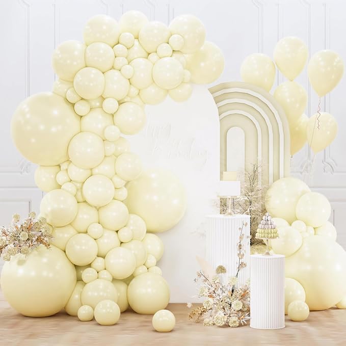 PartyWoo Pastel Yellow Balloons 152pcs Light Pale Yellow Color | 18 12 10 5 by PartyWoo