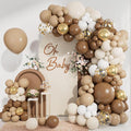 CboDeco Brown Balloon Garland Arch Kit 141PCS Brown Boho Neutral White Gold by CboDecoBalloonArchKit