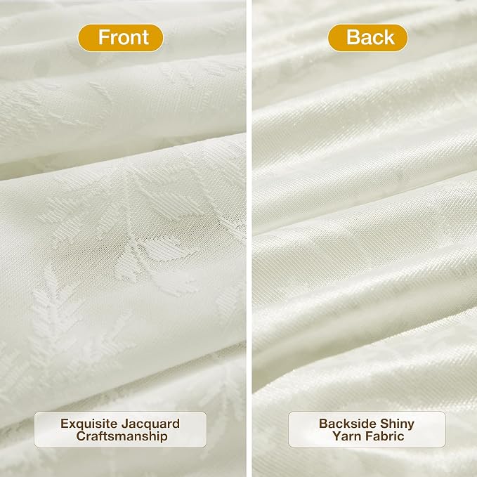 Anmao Cream Semi Sheer Light Filtering Curtains 63 Inches Long 2 Panels - Image 3