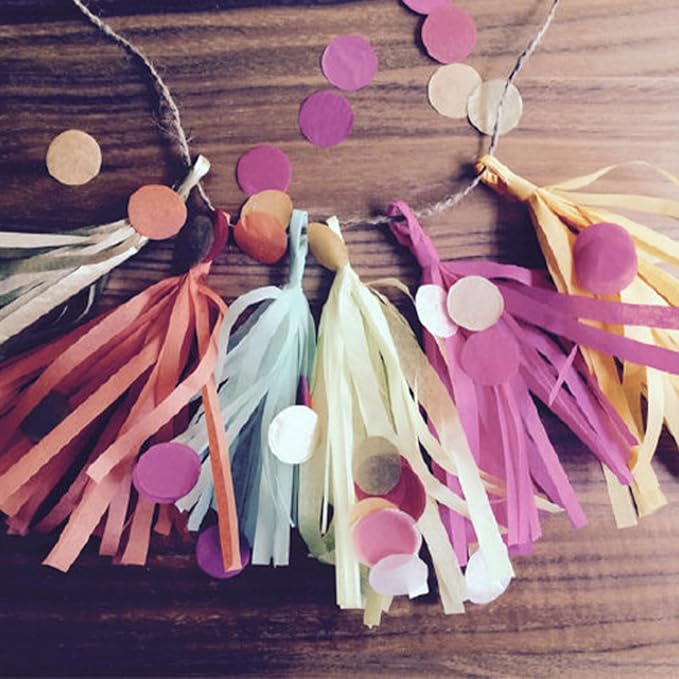 Shiny Tassel Garland Tissue Colorful Paper Tassel Banner, Tassels Party - Image 3