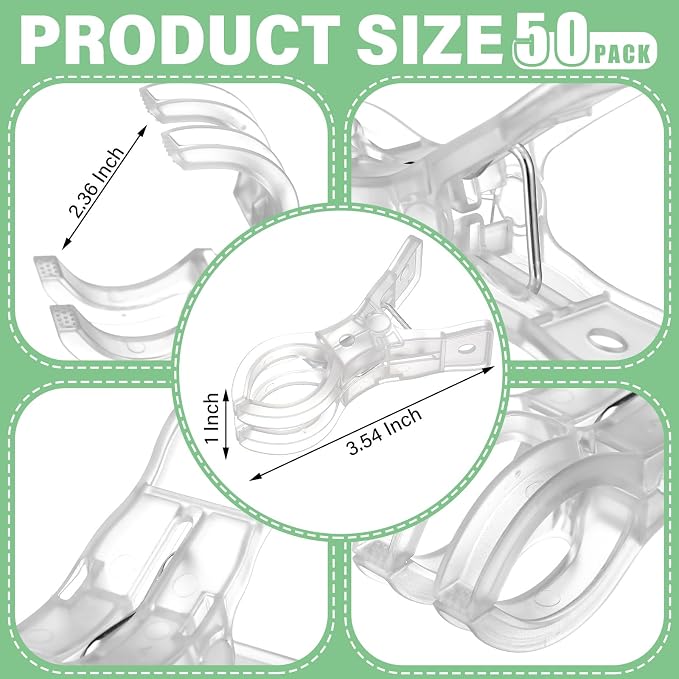 LemonRoad 50 Pack Large Balloon Arch Clips Plastic Transparent Backdrop Spring - Image 2