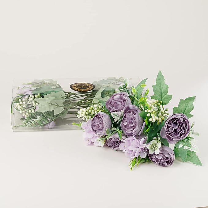 Artificial Flowers Fake Peony Silk Mini Plastic Bridal Flowers for DIY Wedding Bouquets Home Decorations 4 Packs(Light Green)