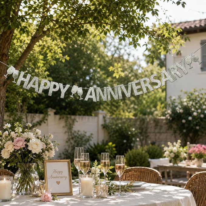 Happy Anniversary Banner, Wedding Anniversary Party Decorations Supplies - Image 2