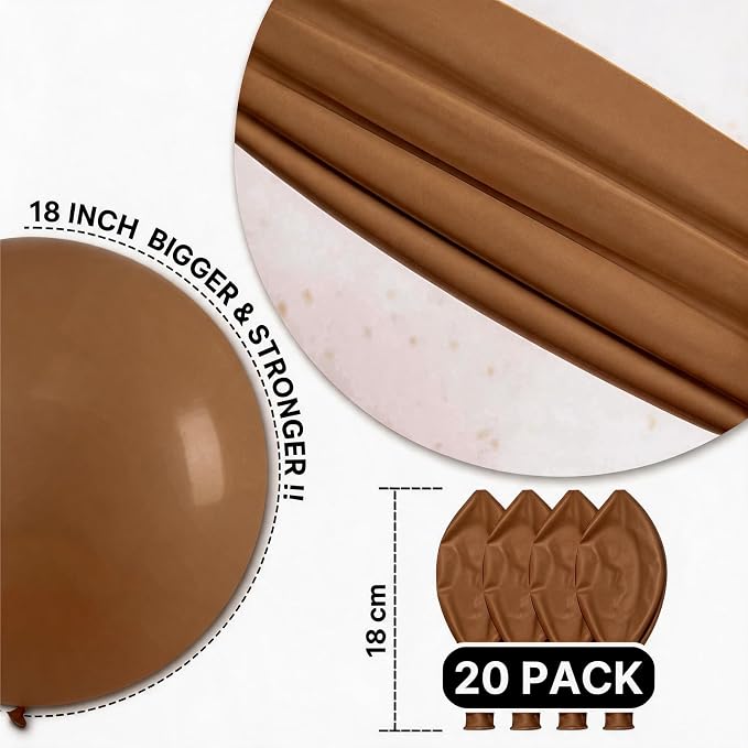 PartyWoo Brown Balloons 20pcs Boho Neutral Coffee Tan Fall Color | 18 Inch - Image 6