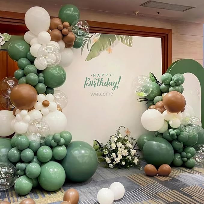 MEBAY Sage Green Brown White Garland Arch Kit - Image 3
