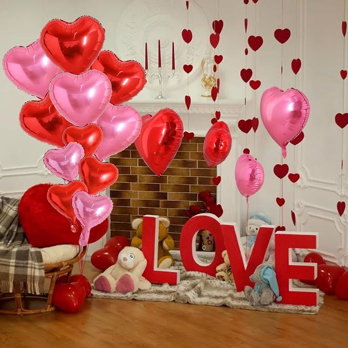 TONIFUL Red and Pink Heart Balloons and Sweet Love Balloon Kit Valentine’s Day - Image 6