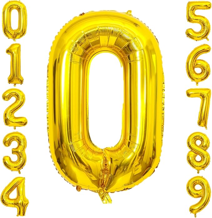 Gold Number Balloons Birthday Balloons by United-UnicornsParty