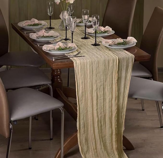 6Pack Beige Cheesecloth Table Runner 20 x 120 inch Gauze Table Runner | Beige - Image 2