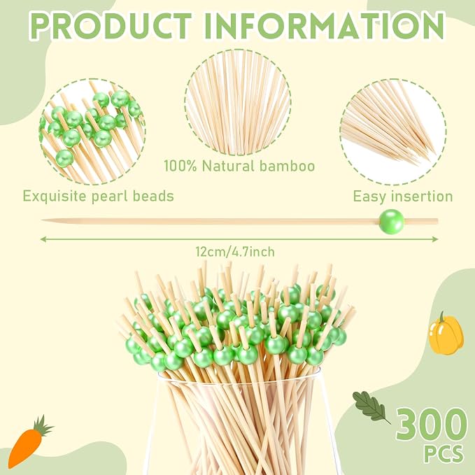 Reallnaive 300 Pcs Cocktail Pick Pearl Fancy Toothpick - Image 2