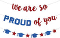 We Are So Proud of You Banner Prestrung Red and Blue Graduation Banner by Blopee