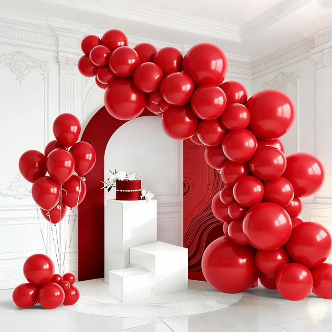 154 PCS of Red Balloons in Different Sizes by Unknown
