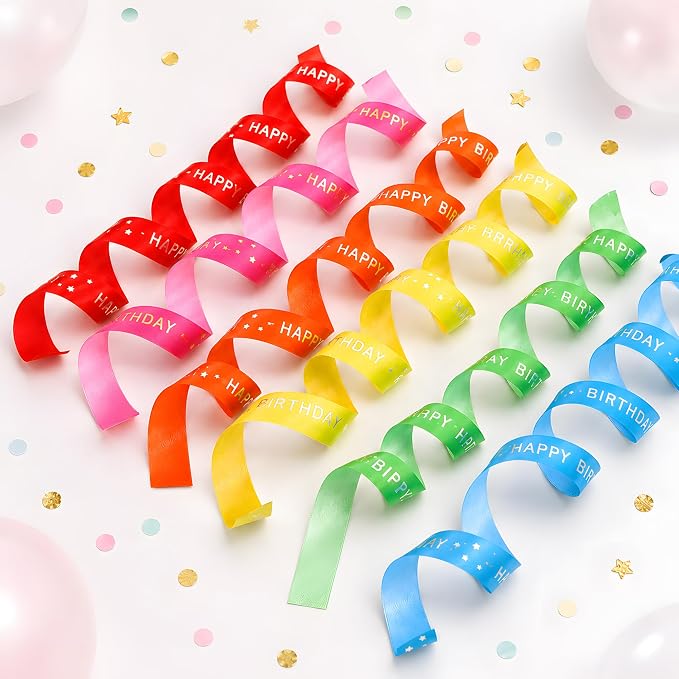 BEISHIDA 6 Assorted Colors Happy Birthday Printed Curling Ribbons Balloon - Image 4