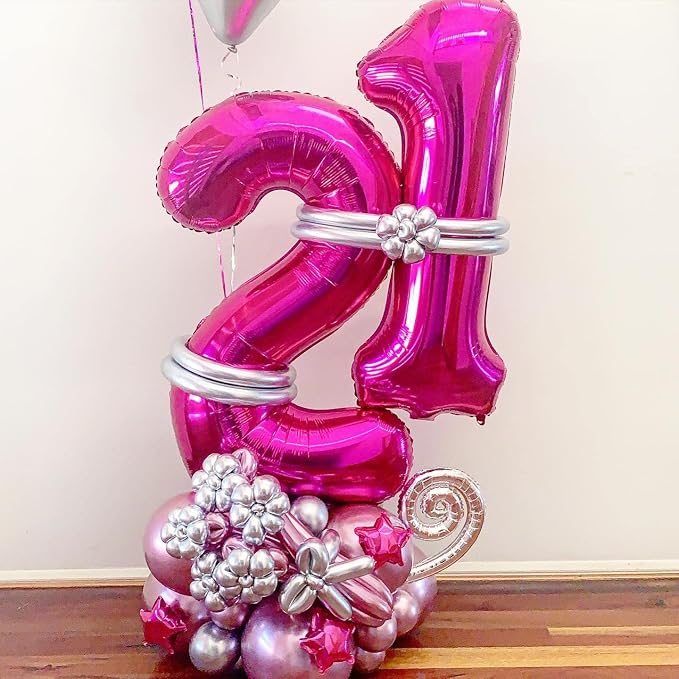 40 Inch Hot Pink 21 Number Balloons Giant Jumbo Huge 12 or 21 Foil Mylar Helium - Image 5