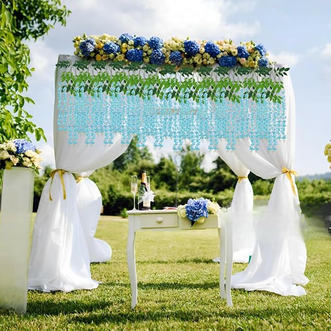 Artificial Flowers Hanging Flowers, Fake Wisteria Flower Garland Silk Vines - Image 6