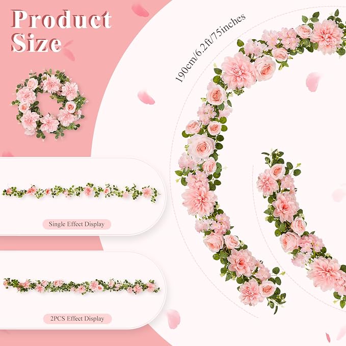 Findosom Total 12.4Ft Artificial Flowers Garlands - Image 5