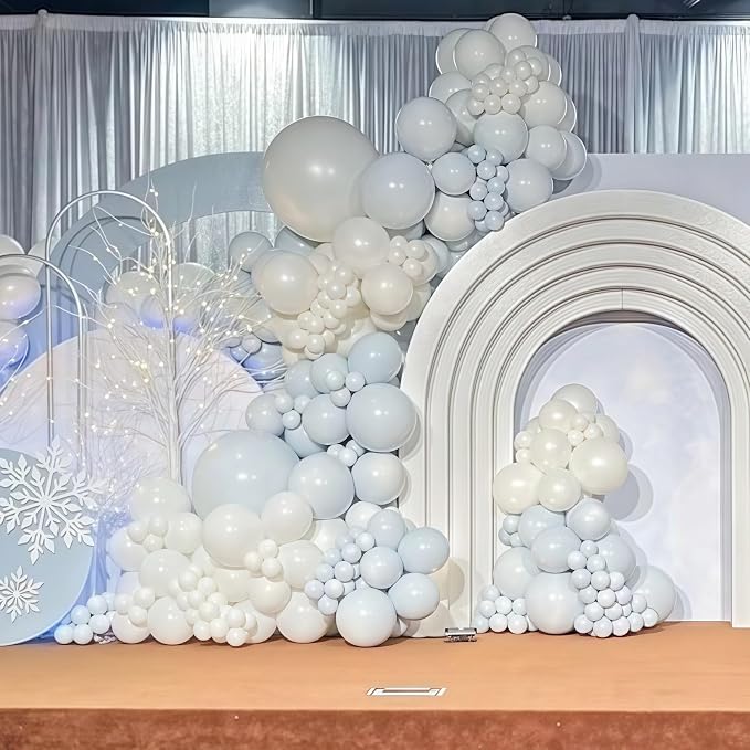 Pastel Blue and White Balloons, 12 Inch 35PCS Light Baby Blue Pearl White - Image 3