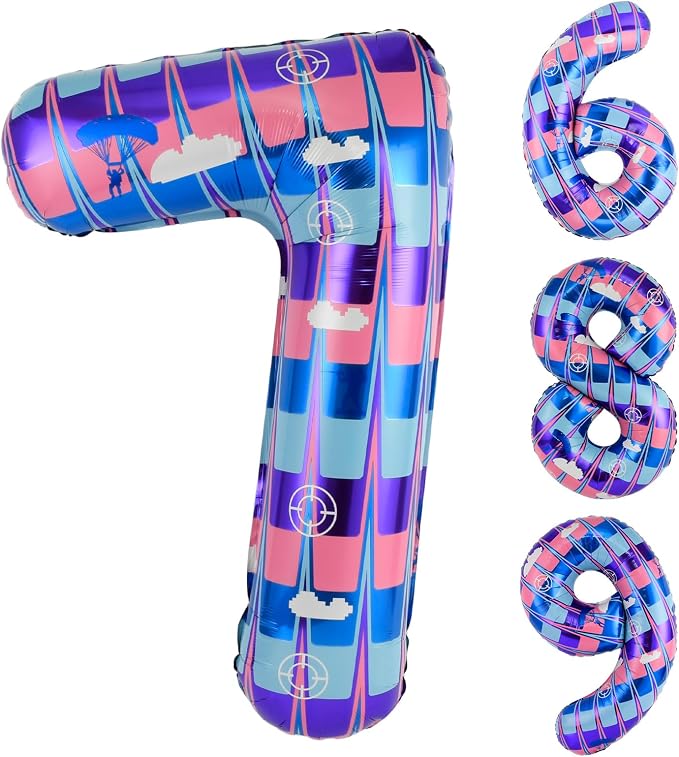 40 Inch Video Game Themed Number 7 Balloon, Birthday Party Decorations | Large by AXBMM