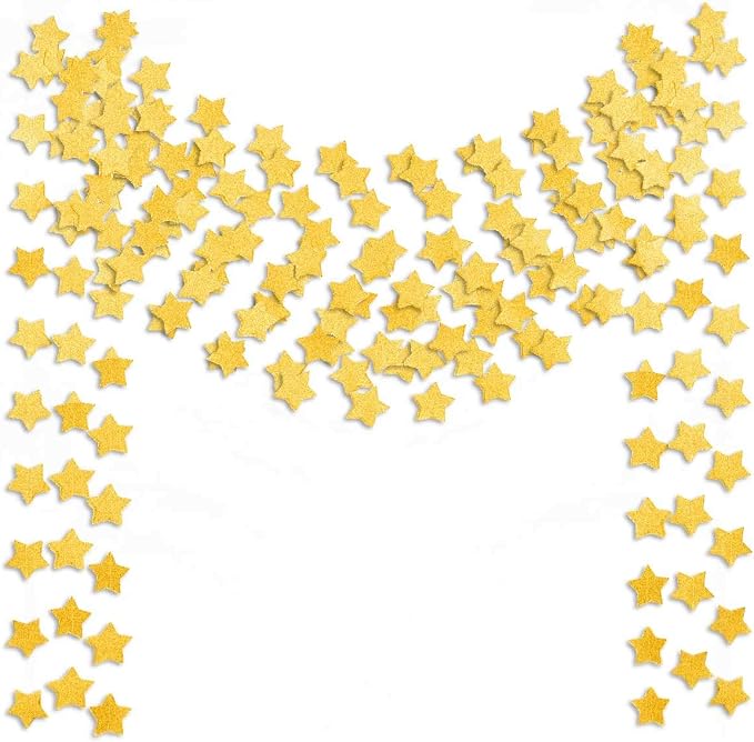6 Pcs Gold Glitter Star Paper Garland Twinkle Bunting Banner Hanging Decorations by TTSAM