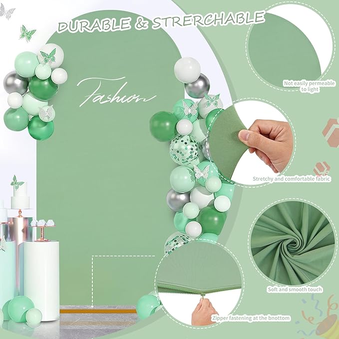 SoarDream Sage Green Spandex Arch Cover 6FT Wedding Arch Backdrop Cover Stretchy Backdrop Chiara Wall Arch Stand Cover for Wedding Birthday Balloon Decorations- Ideal for Balloon Arches