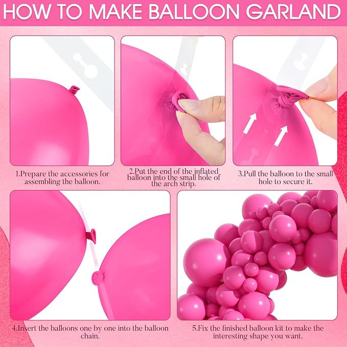 Amandir 153pcs Hot Pink Balloons Arch Garland Kit Different Sizes | 18 12 10 5 - Image 4
