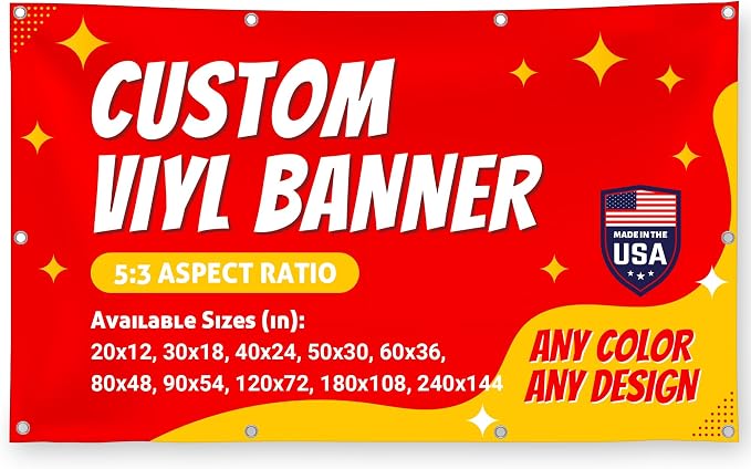 Custom Vinyl Banner with 150+ Sizes – Personalized Outdoor or Indoor Sign – Any by Unknown
