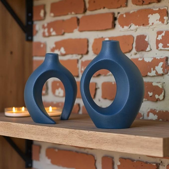 Lvases Snuggle Hollow Ceramic Flower Vase, Nordic Boho Minimalist Vase | 8.4" - Image 5