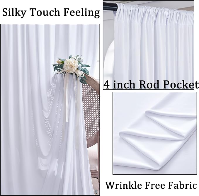 40ft×10ft Wrinkle Free White Backdrop Curtain - Image 2