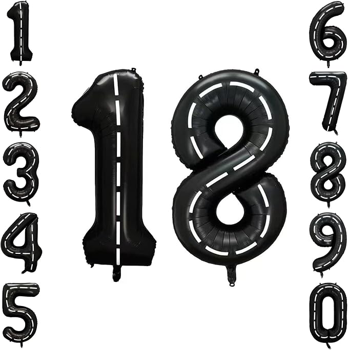 Black and White Stripes Number 18 Balloon 40 Inch, Foil Track Numeral | by Unknown