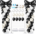 Kasyat 2 Sets Black Bow Balloon Column Stand Kit by Kasyat
