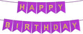 Purple Happy Birthday Banner - 16 ft Pre-Strung Gold Purple Birthday Party by ZgimiPartyHome