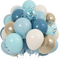 60 Pack Dusty Blue Gold Balloons, Slate Blue White Sand Teal Turquoise Crem by Jobkoo