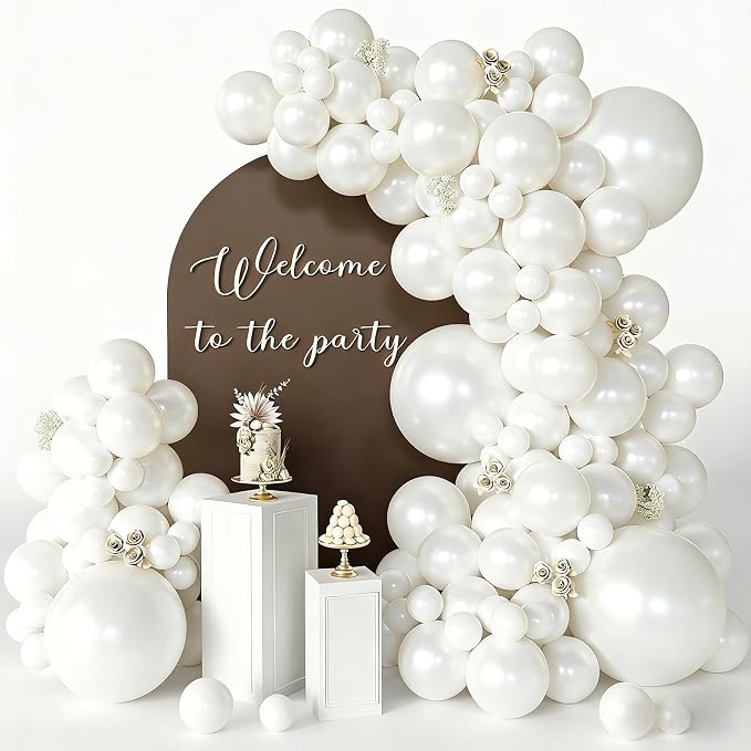 Pearl White Balloons 125 Pcs Different Sizes 18 12 10 5 Inch White Latex by Searchbyoccasioncolorsize