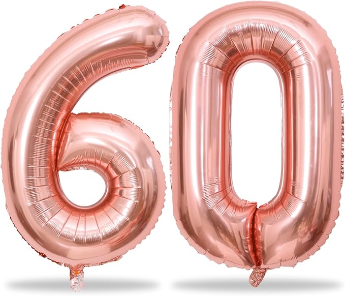 60th Birthday Balloons Rose Gold by Lingqiang