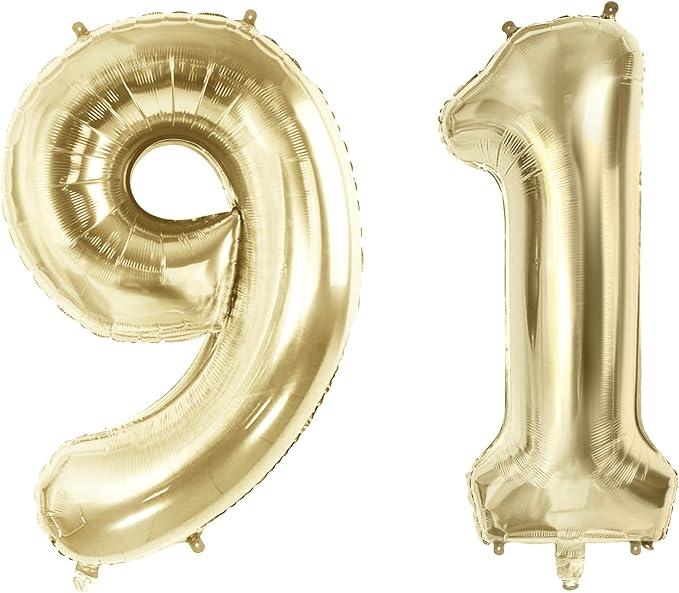 Number 91 Balloons for 91st Birthday Party Decorations, 40 Inch 0-100 by Joycard