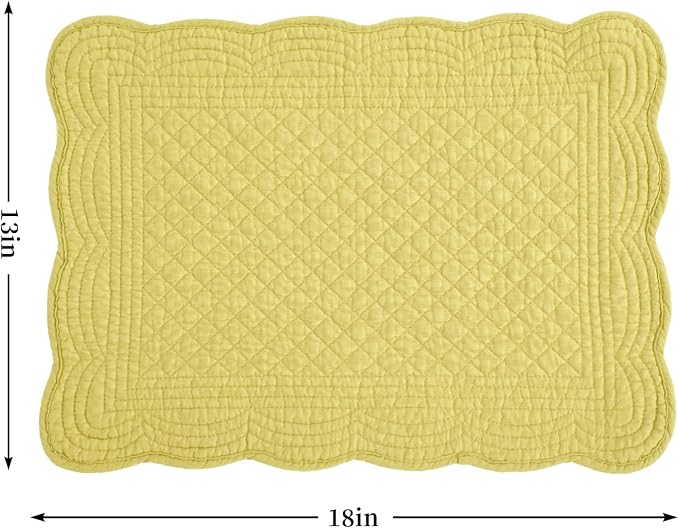 HOMBYS Quilted Placemats Set of 6 Washable-13x18 inches Rectangular Placemats - Image 2