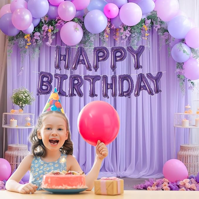 Dark Purple Happy Birthday Balloons Banner 16 Inch Mylar Foil Letters, - Image 4