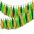 Green and Metallic Gold Tassel 30Pcs Tissue Paper Tassels Garland DIY Hanging by Unknown