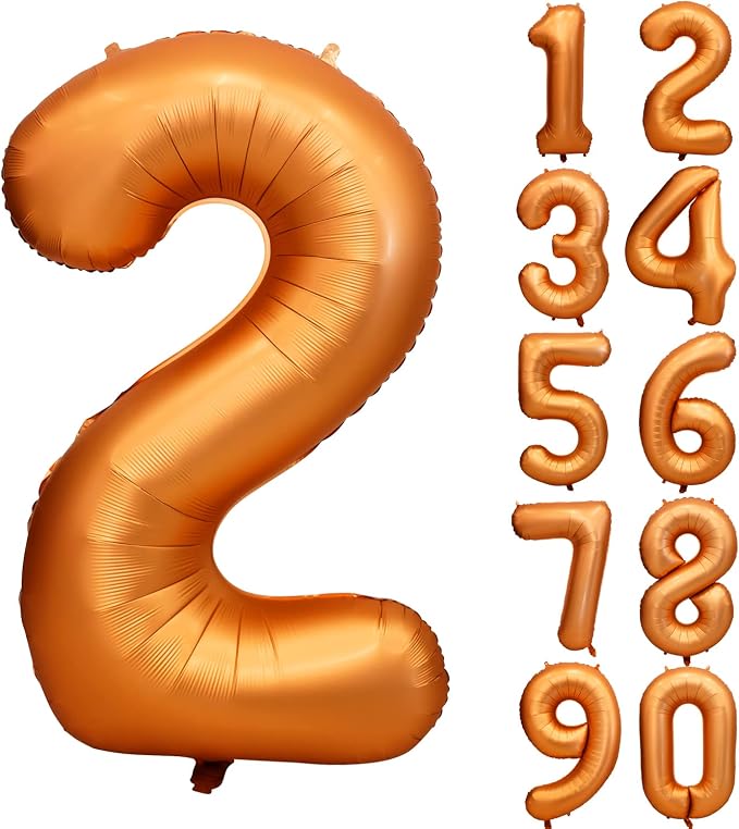 40 inch Orange Number 2 Balloon 2nd Birthday Party Decorations | Giant Foil by Yeodong