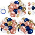 68 Pack Navy Blue Rose Gold Confetti Latex Balloons, 12 inch Birthday Balloons by OuMuaMua