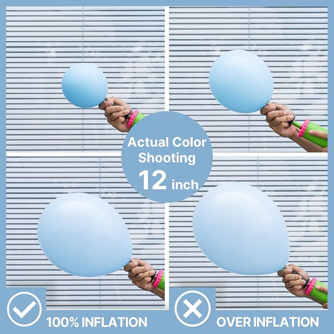 PartyWoo Baby Blue Balloons 100pcs Light Pastel Sky Aqua Blue Color | Balloons - Image 3