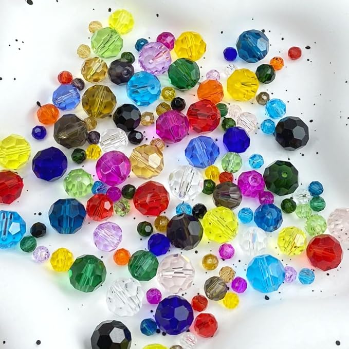 100 PCS 8mm Crystal Glass Beads Round Multiple Faceted Loose Spacer Glass Beads for DIY Handcrafte Bracelet Necklace Earring Jewelry Making(Light Sapphire)
