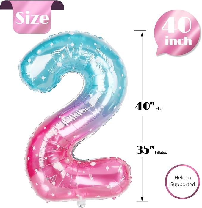 Starry Sky Number 2 Balloon 40 Inch, 2nd Birthday Decorations Men Women | Foil - Image 5
