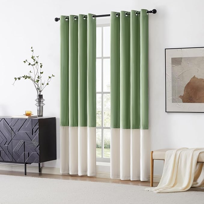 BULBUL Luxury Color Block Velvet Curtains 90 inch - Image 6