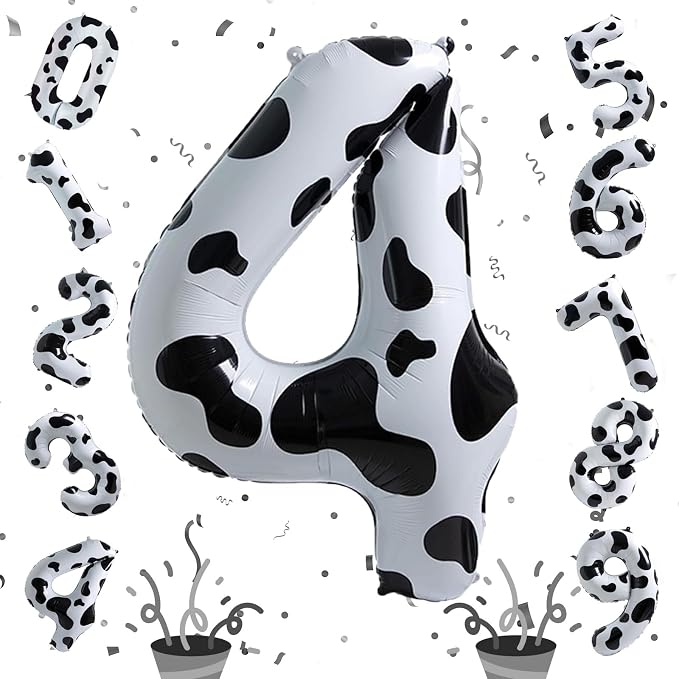 40 Inch Cow Print 4 Balloons Number - Image 8