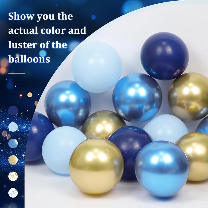 60pcs Navy Blue and Gold Balloons 12inch - Image 4