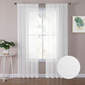 Tollpiz Leaves Sheer Curtain White Leaf Embroidery Bedroom Curtains Rod Pocket by Tollpiz