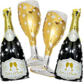 4 Pcs Champagne Balloons, Huge Black Gold Champagne Bottle Goblet Aluminum Foil by BSRESIN